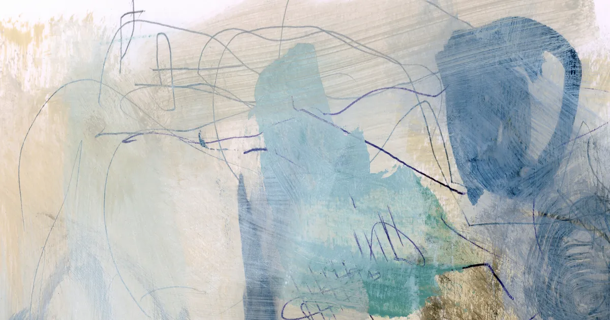 Abstrakte küstenszene in blau und grau