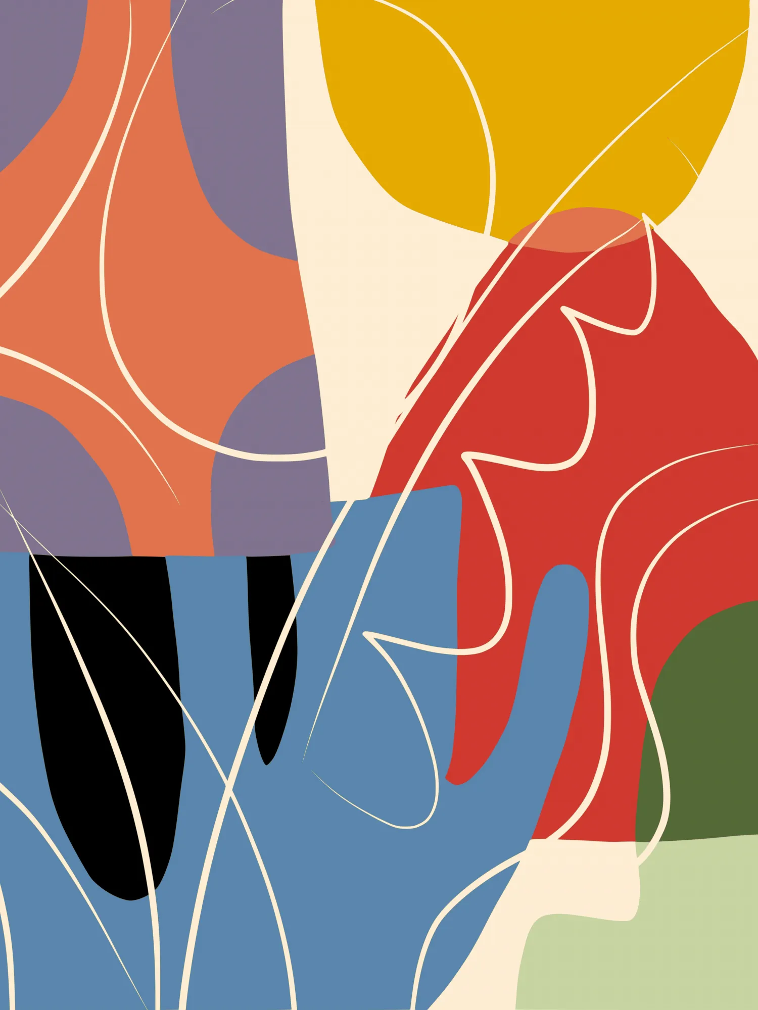 Abstrakte farbige collage in vertikaler ausführung