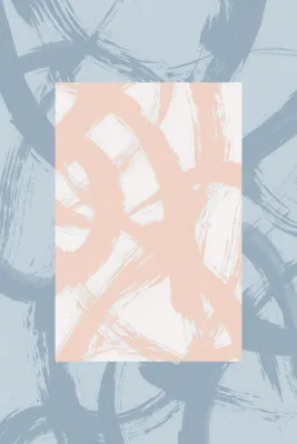 Abstract brush strokes in blau und apricot