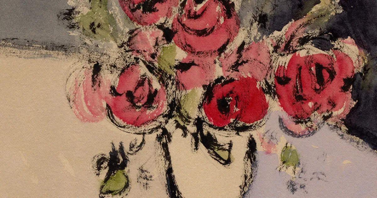 Bouquet mit beiger vase im außenbereich