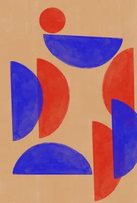 Geometrische harmonie in rot und blau