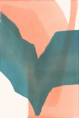 Abstrakte landschaft mit schwarzen und pinken formen