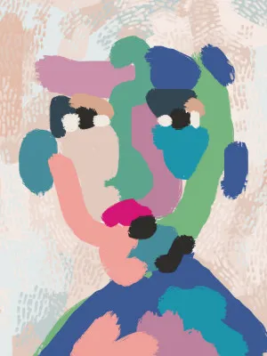 Gemaltes porträt mit lebendiger farbigkeit von little dean