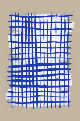 Grafische abstraction in blau und beige
