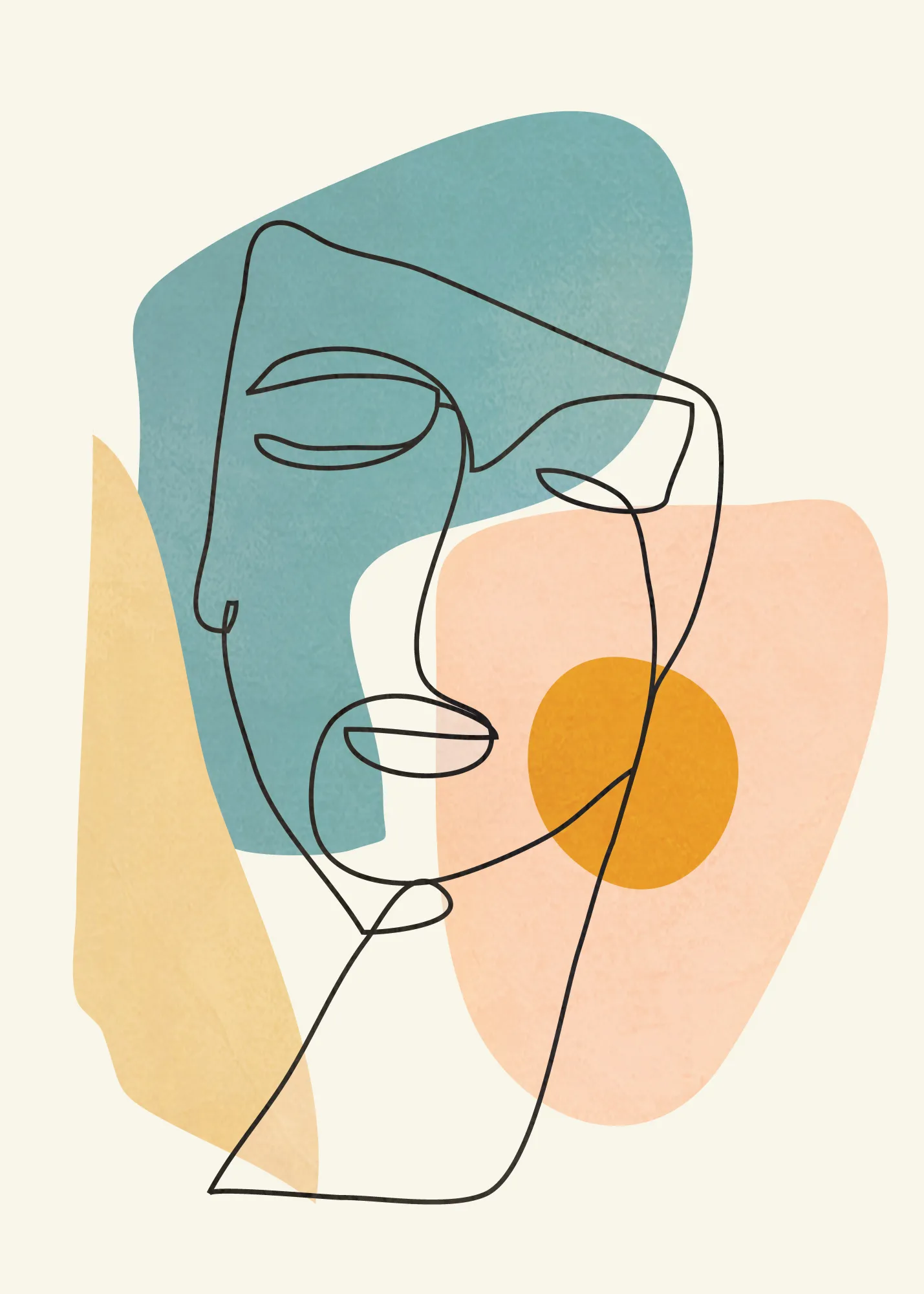 Abstrakte gesichter in sanften pastelltönen