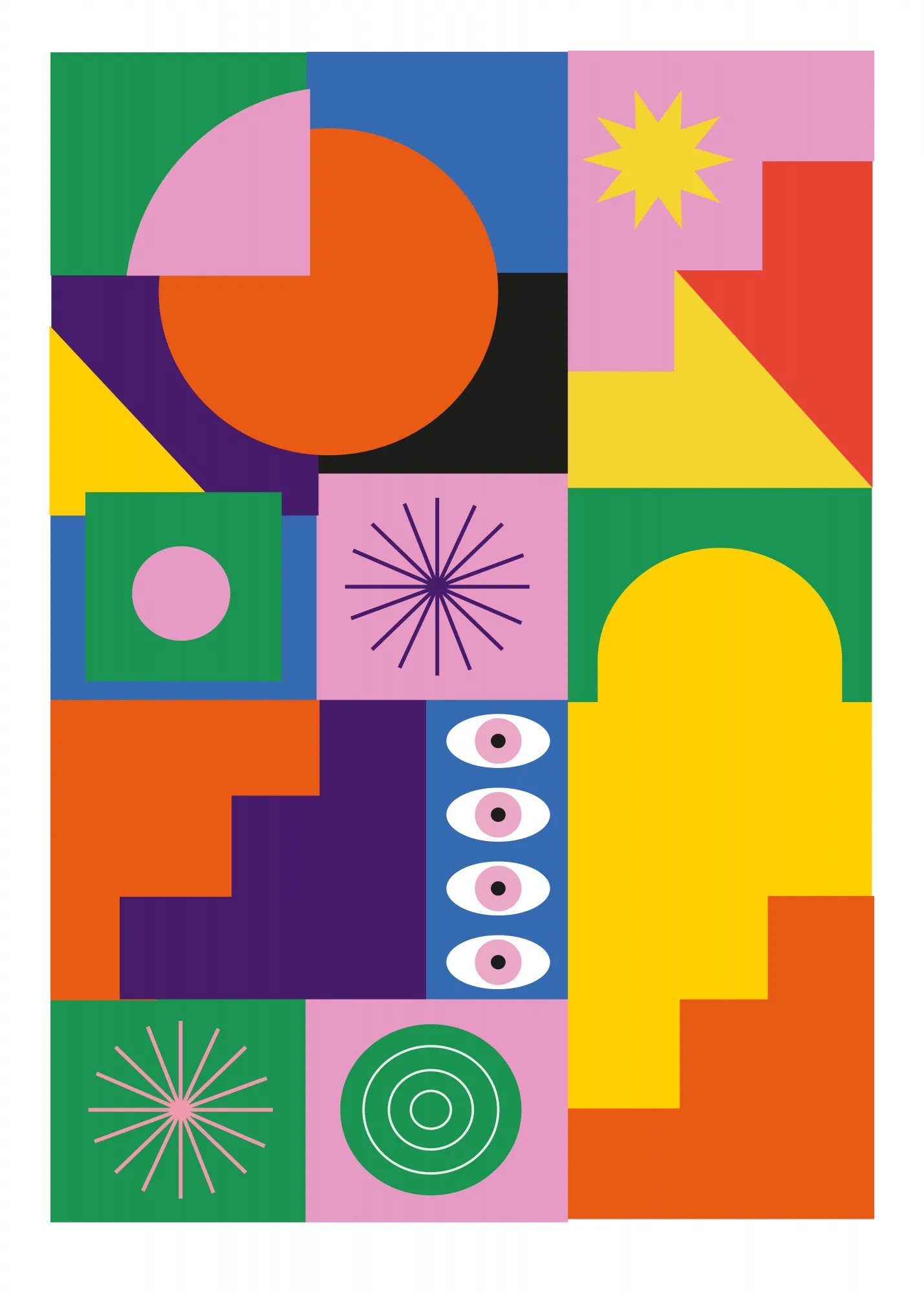 Bunte geometrie im abendlicht