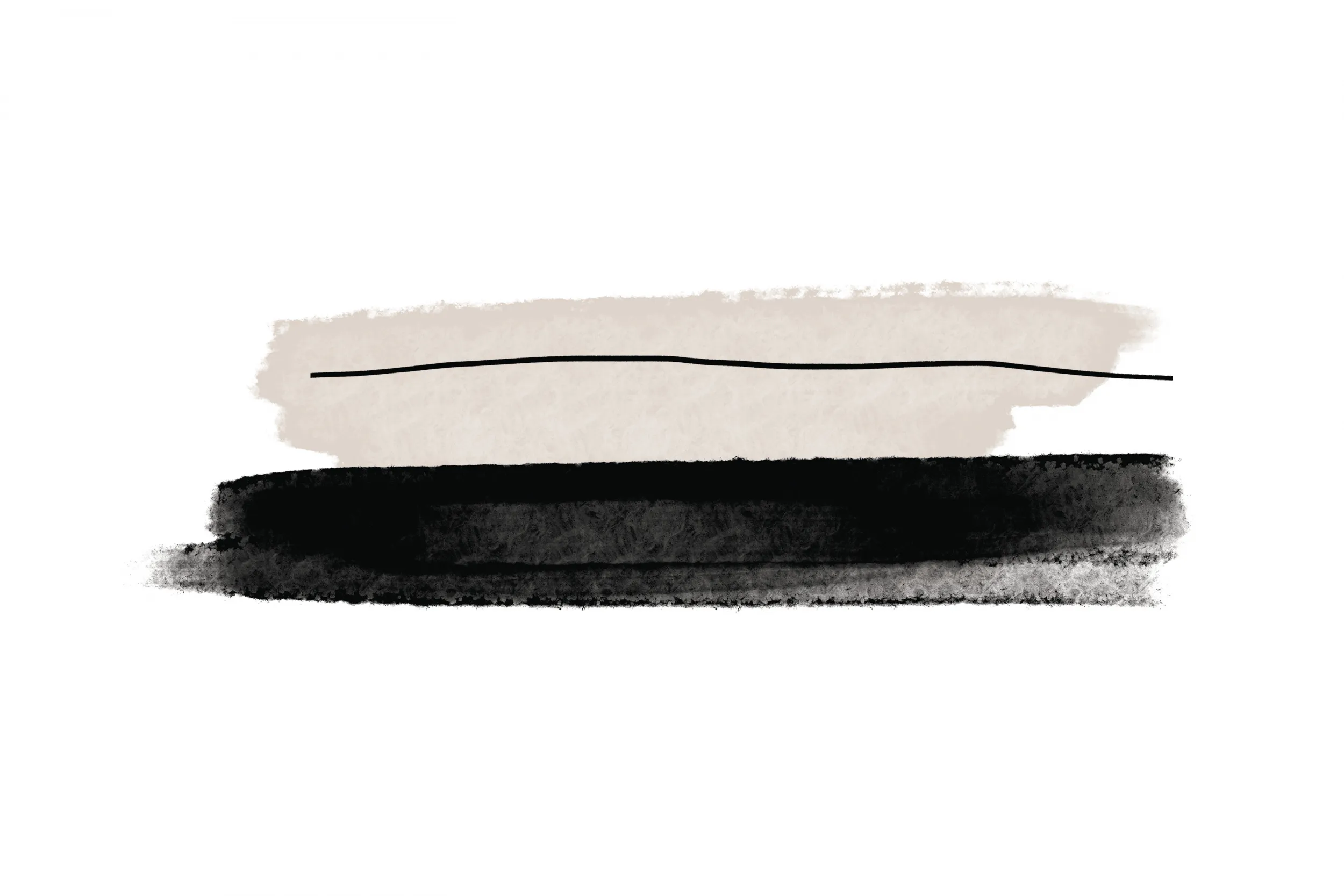 Black and beige brushstrokes in horizontal composition
