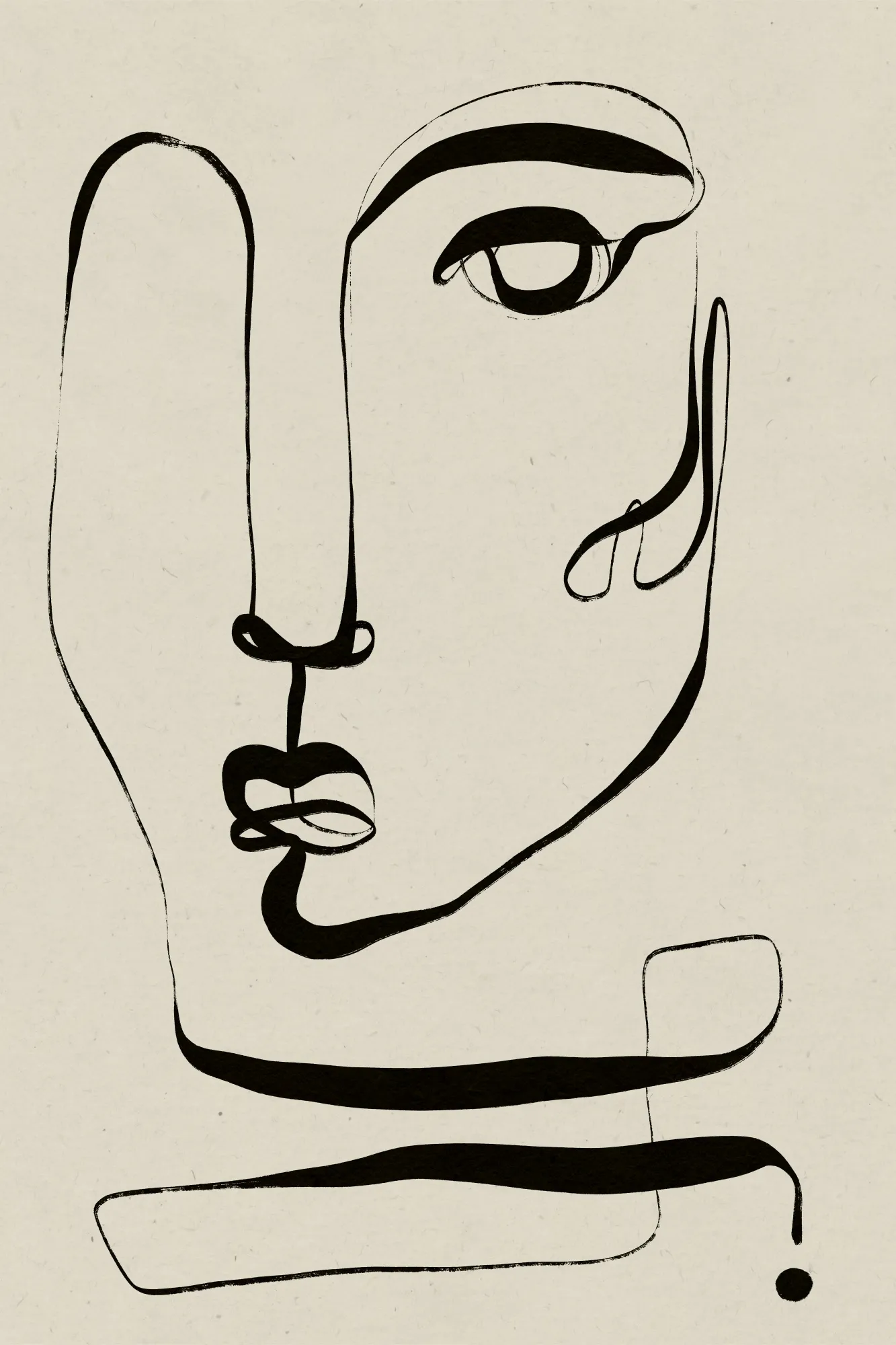 La visage, line art portrait im beige