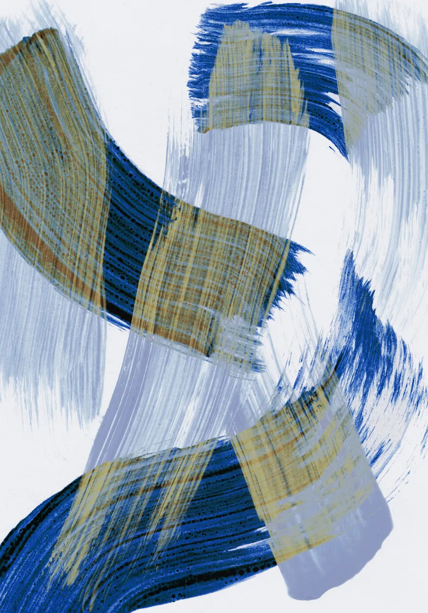 Abstract brush strokes 13 in blau