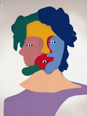 Lebendige gesichter in kräftigen farben