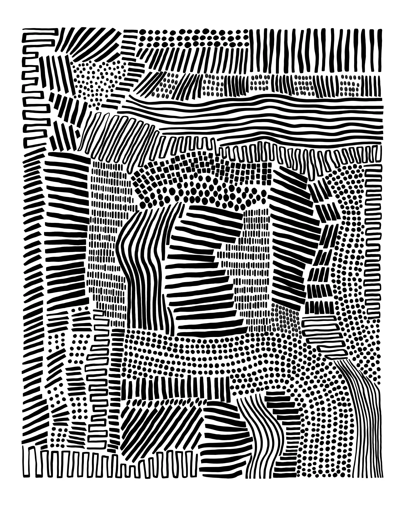 Tribal art von cats and dotz in vertikaler ausrichtung