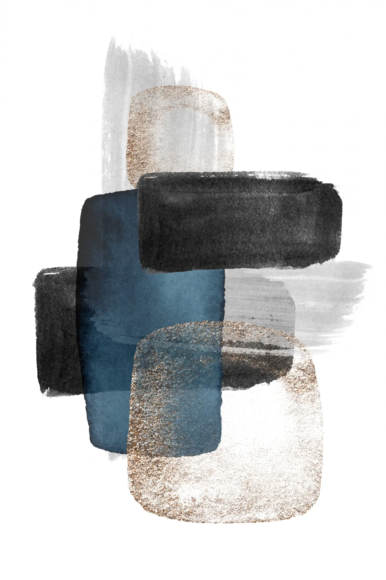 Nachtblaue abstraction mit goldakzenten