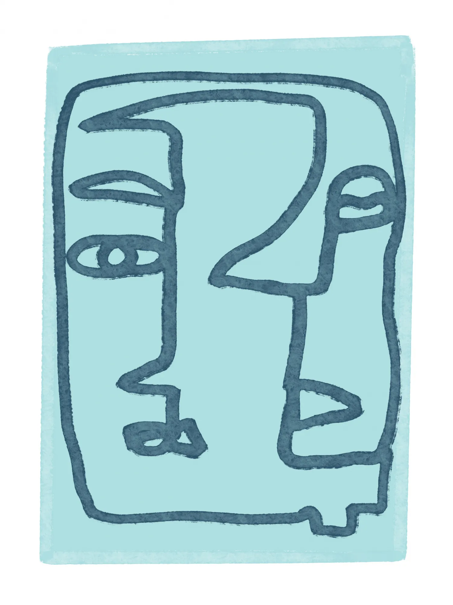 Blue abstract faces von sharyn bursic