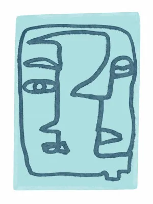 Blue abstract faces von sharyn bursic
