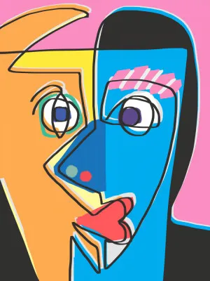 Farbenfrohes gesicht mit geometrischen formen