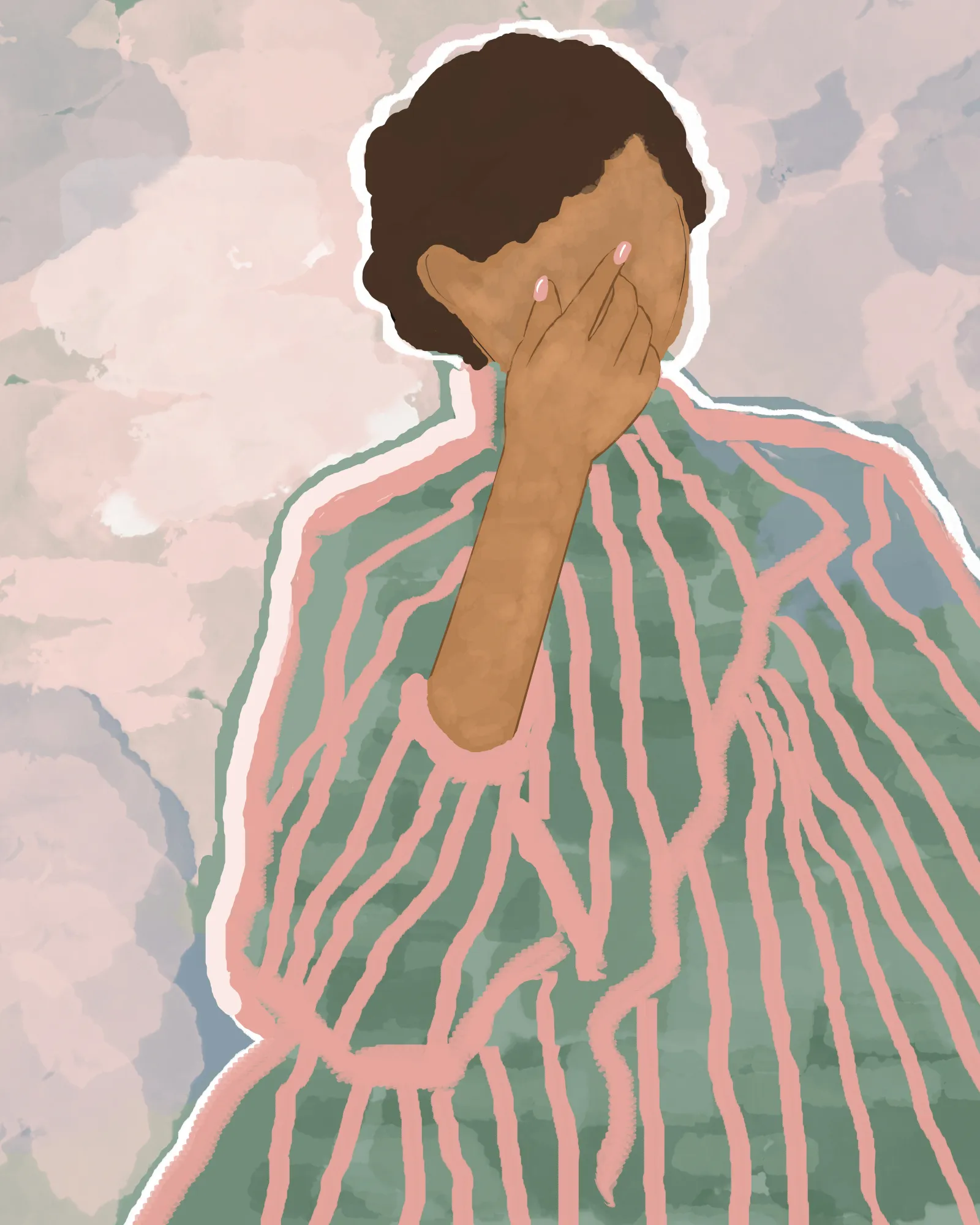 Woman von sannel larson in rosa und grün