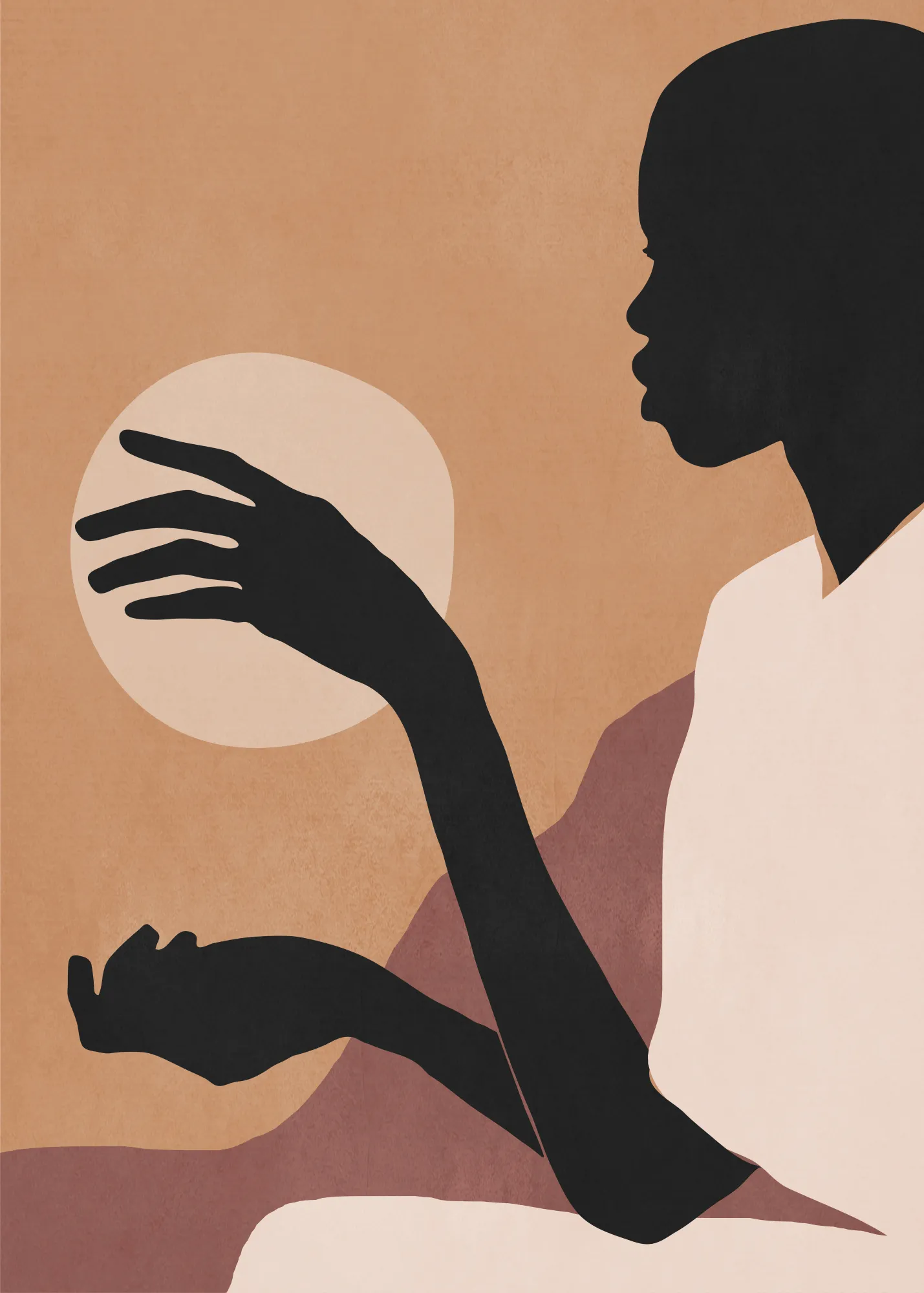 Minimal abstract art sunset girl von thingdesign