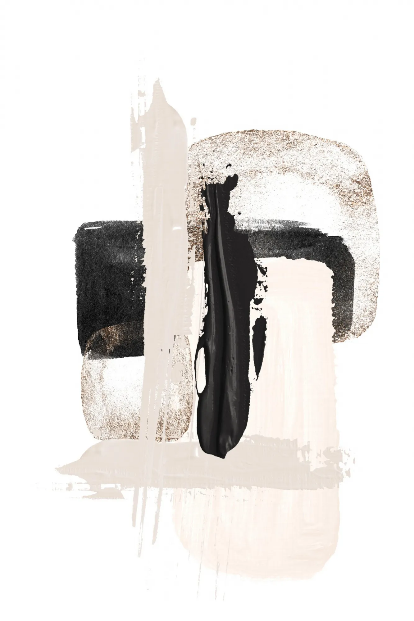 Abstracte pinselstriche in gold und schwarz