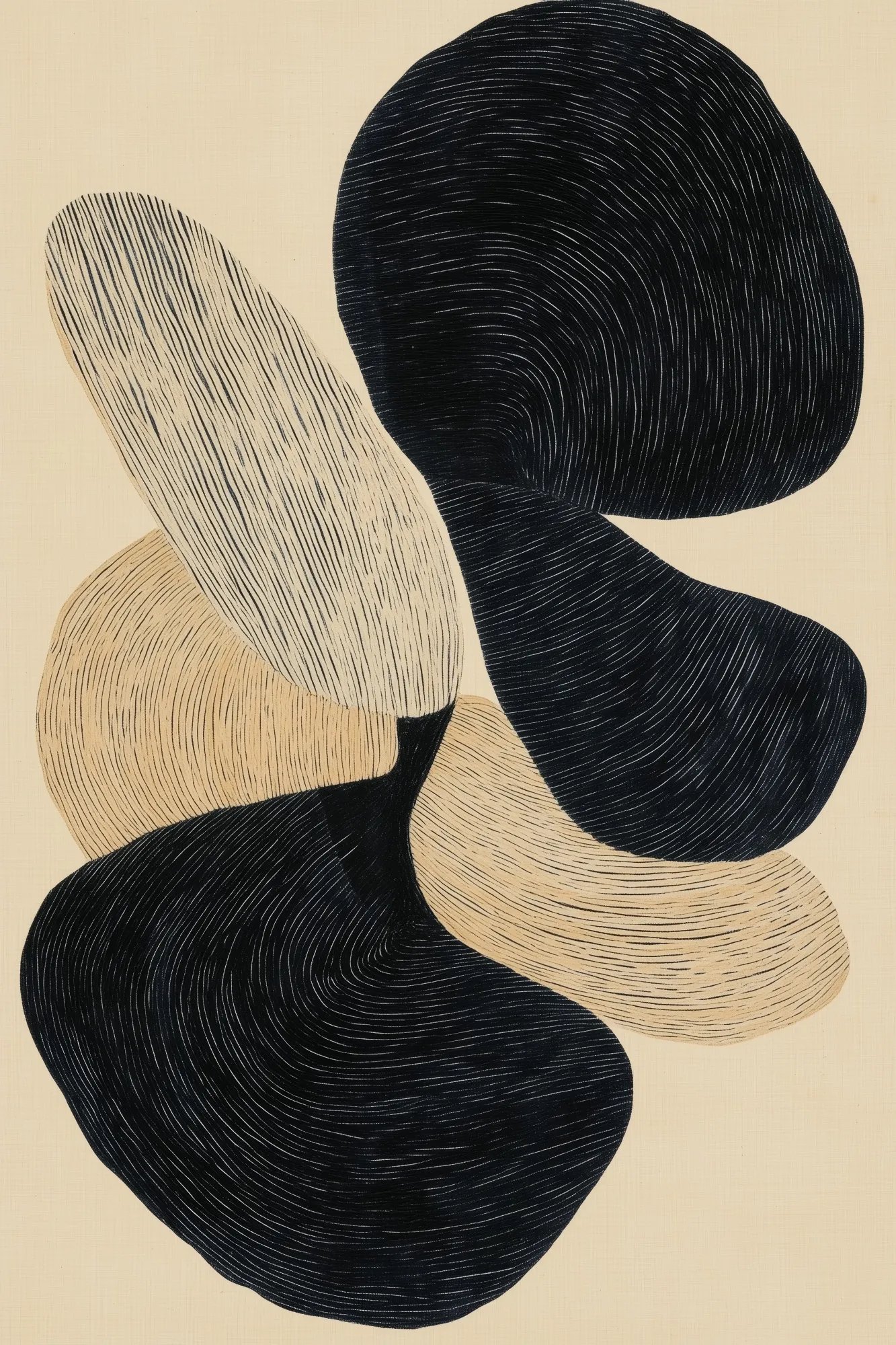 Freeform geometry in schwarz und beige