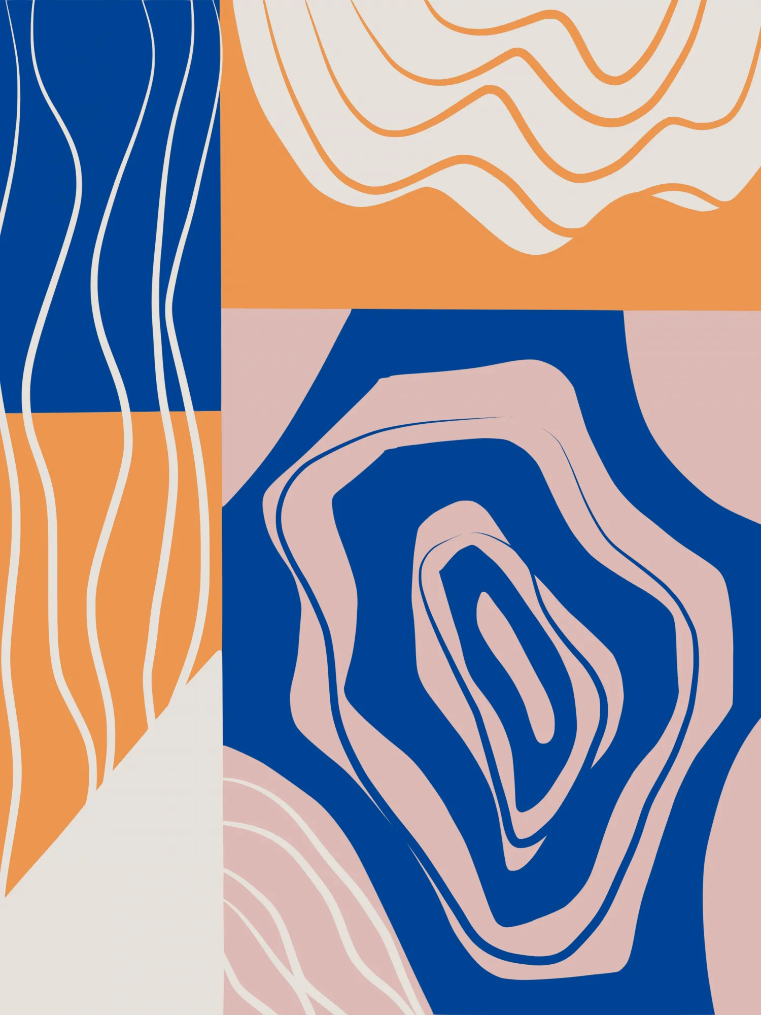 Abstrakte collage in blau und orange