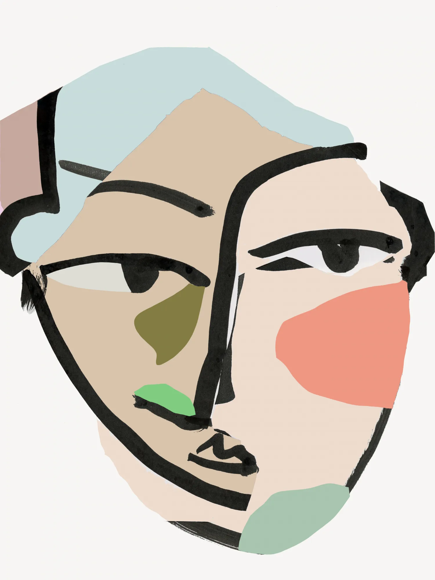 Visage no2 art print von cartissi in vertikaler linienzeichnung