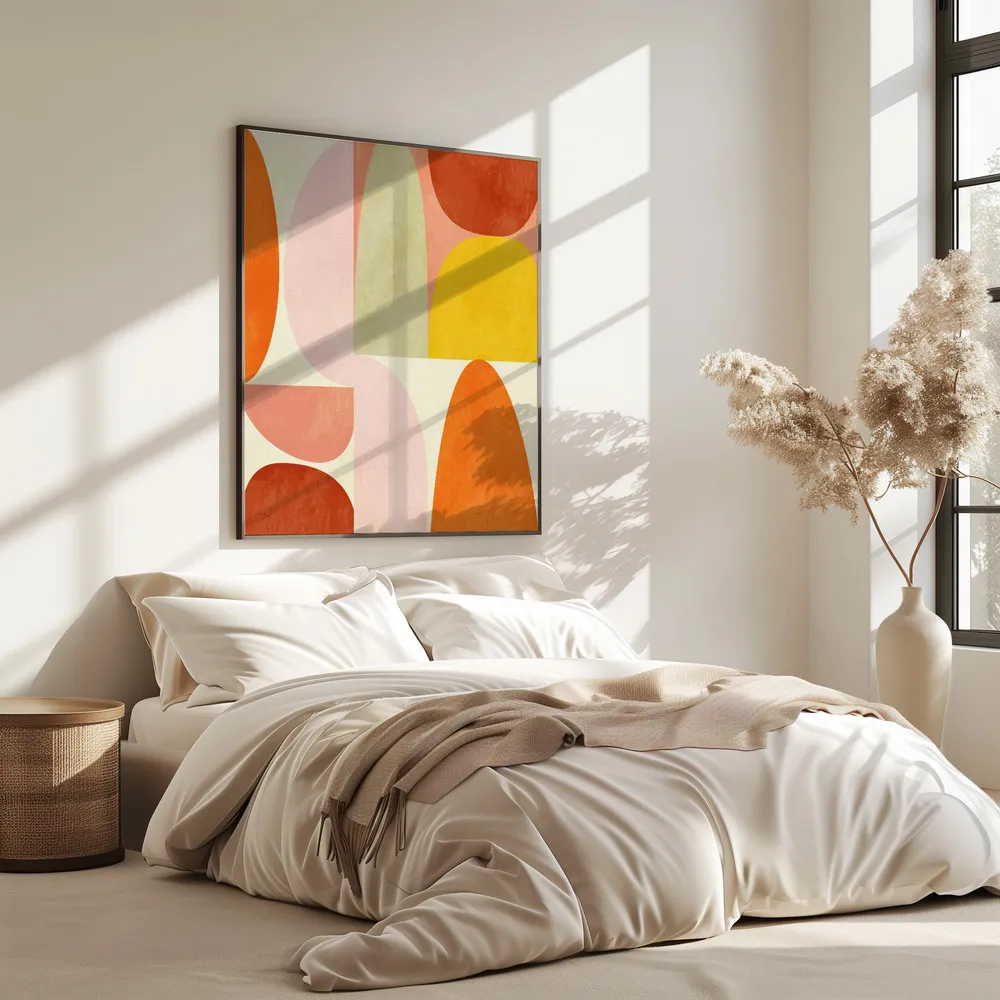 Warme pastellgeometrie im außenraum in interieur