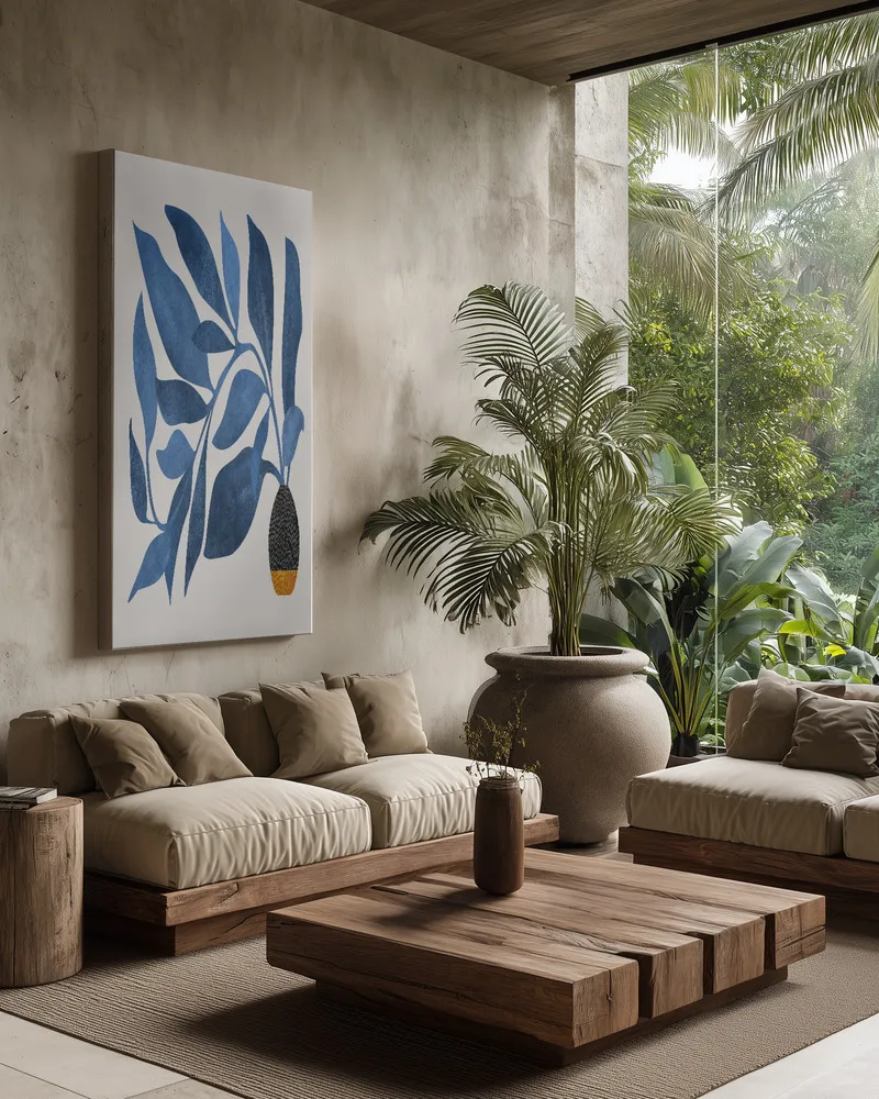 Wandernder efeu in blau in interieur
